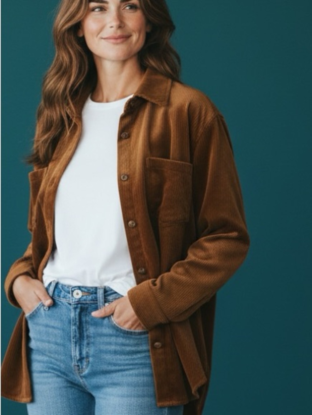 Love Poem, Brown Velour Ribbed Shacket